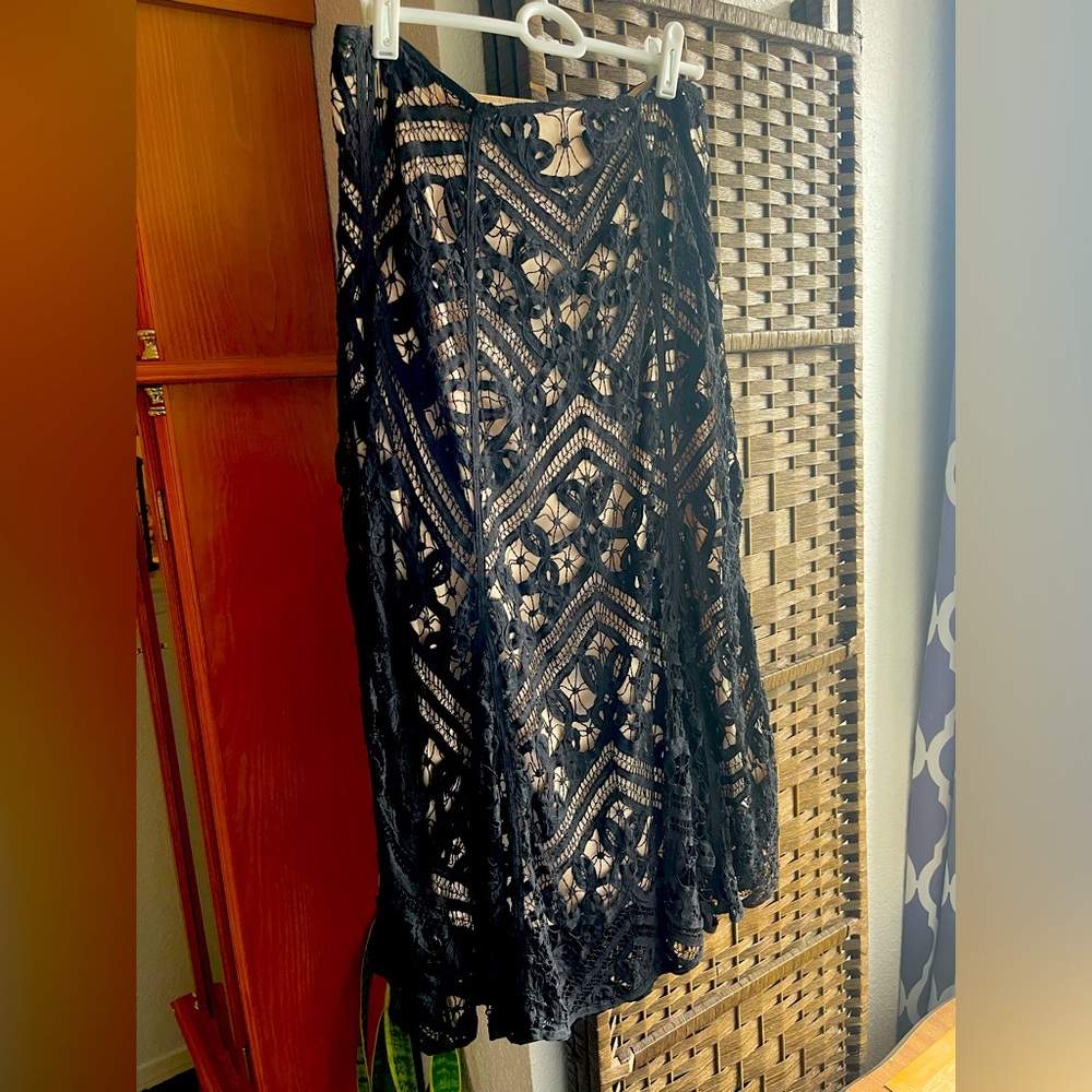Cartise Black Lace Double Lined Skirt